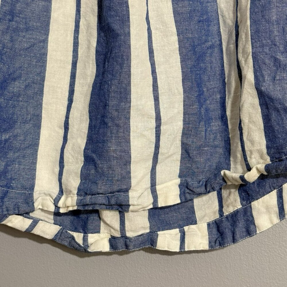 Young Fabulous Broke Off Shoulder Linen Blouse Crop Top Women Size M Stripe Boho - Picture 12 of 12